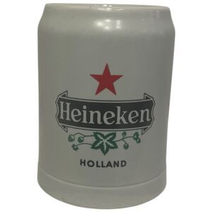 Heineken Beer Stein 16oz Ceramic Mug Vintage Ceramarte Brazil Barware Decor